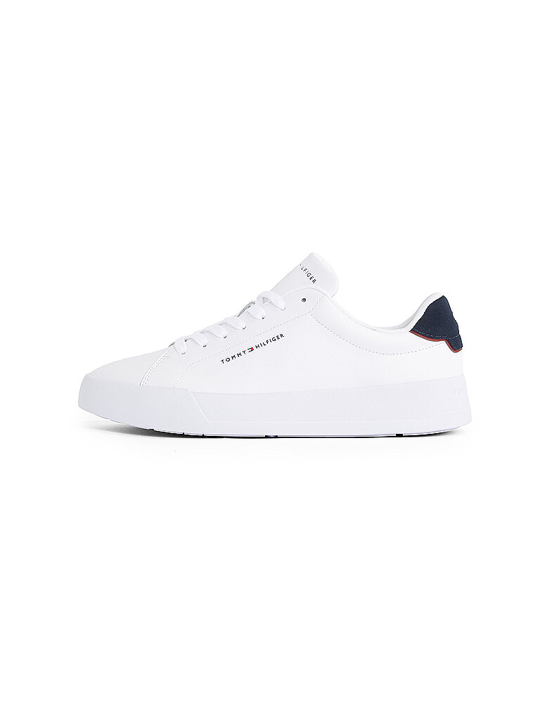 Tommy Hilfiger pour homme. FM0FM05367 Court Detail Leather Sneakers white (45), Cuir, Blanc, Plat, Lacets, Casuel 7